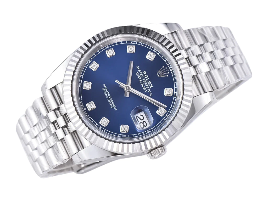 Datejust 41 Stainless Steel on Jubilee with Diamond Blue Dial and Fluted Bezel