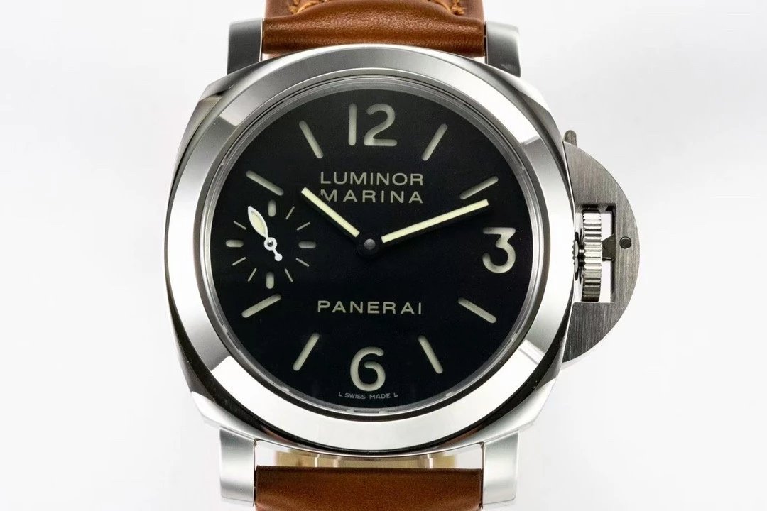 Luminor Marina Stainless Steel with Black Dial and Brown Leather Strap (44mm)