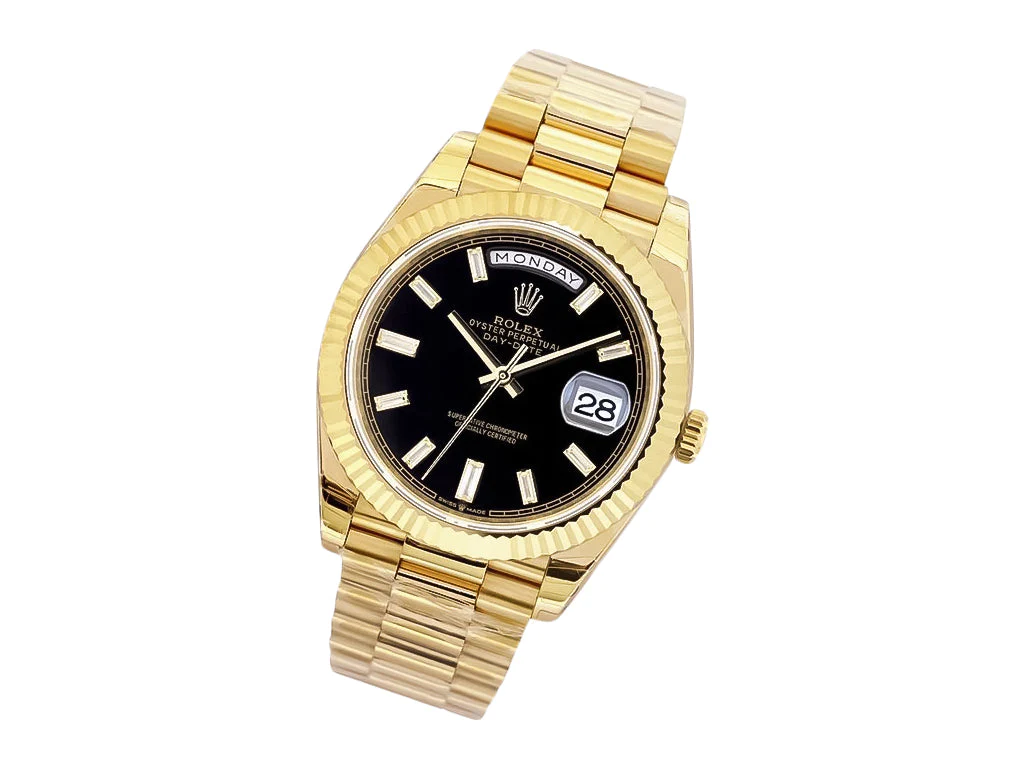 Day-Date 40 Yellow Gold 'President' with Onyx Diamond Dial and Fluted Bezel