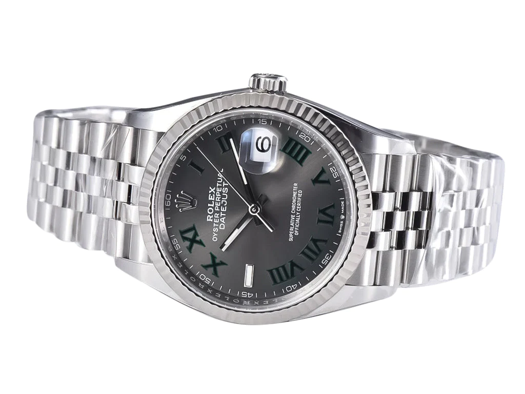 Datejust 36 Stainless Steel 'Wimbledon' on Jubilee with Fluted Bezel