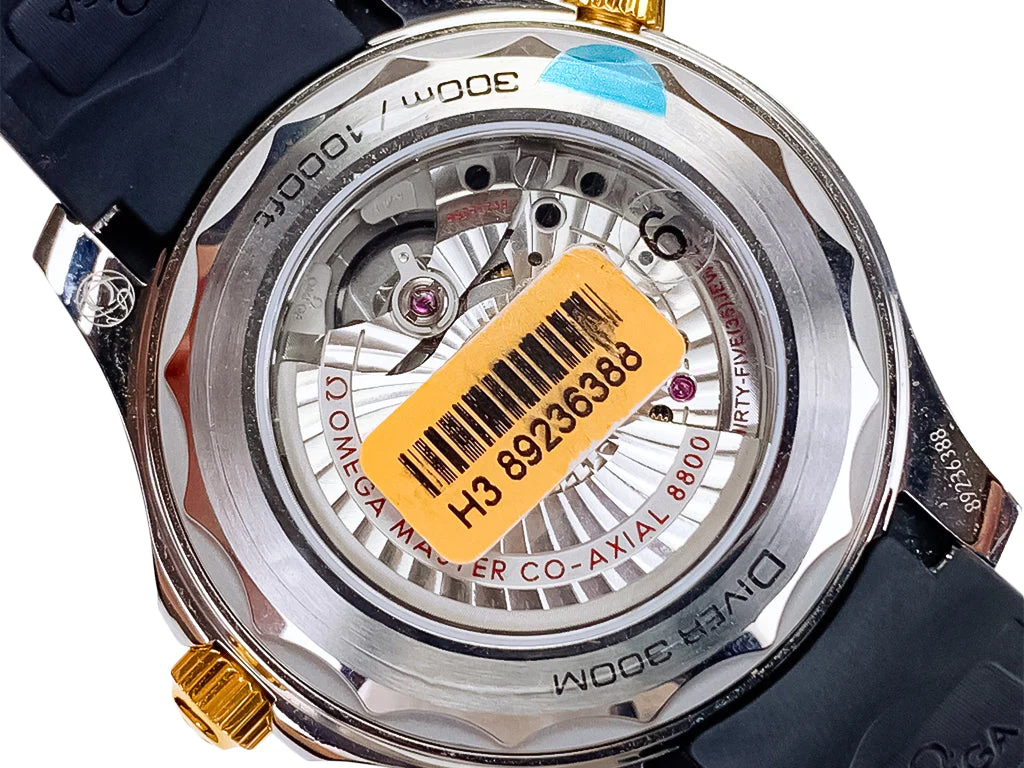 Seamaster Diver 300 Stainless Steel with Black Dial and Gold Bezel on Rubber Strap (42mm)