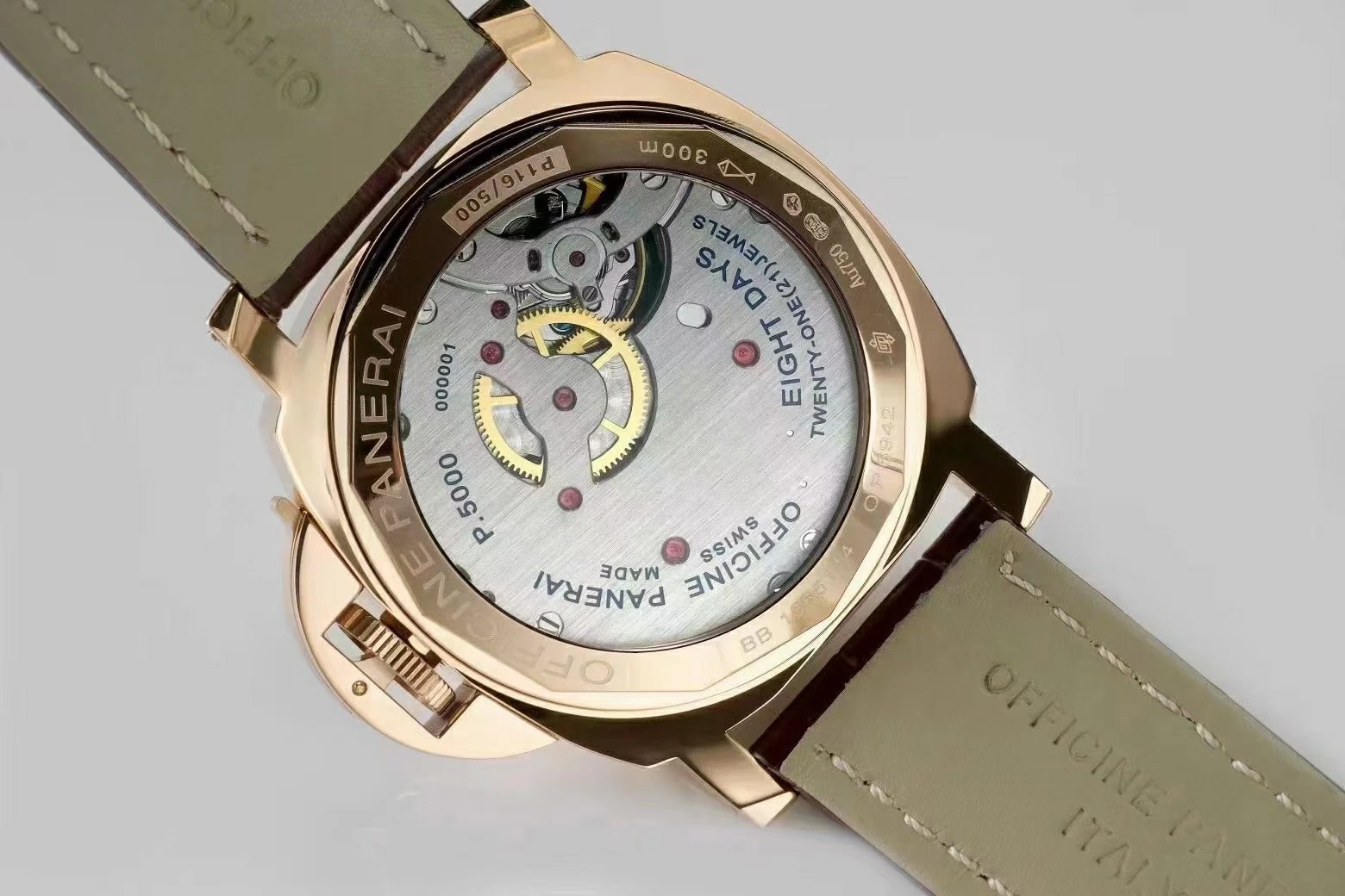 Luminor Marina 44 8 Days Automatic Red Gold with Brown Dial and Brown Strap (44mm)