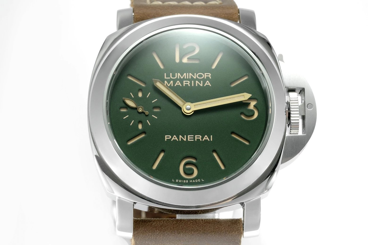 Luminor Marina 8 Days Paneristi. Stainless Steel Case with Green Dial and brown strap (44mm)