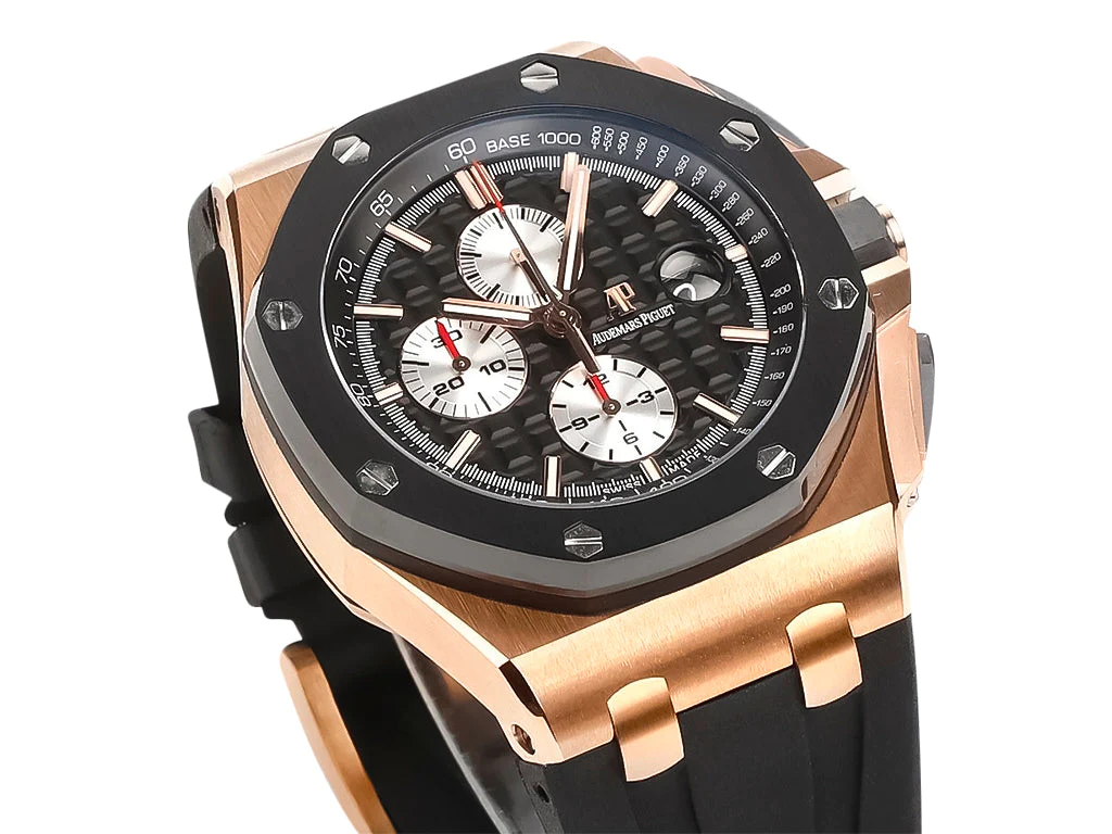 Royal Oak 'Offshore Chronograph' Pink Gold with Black Dial and White Subdials (44mm)