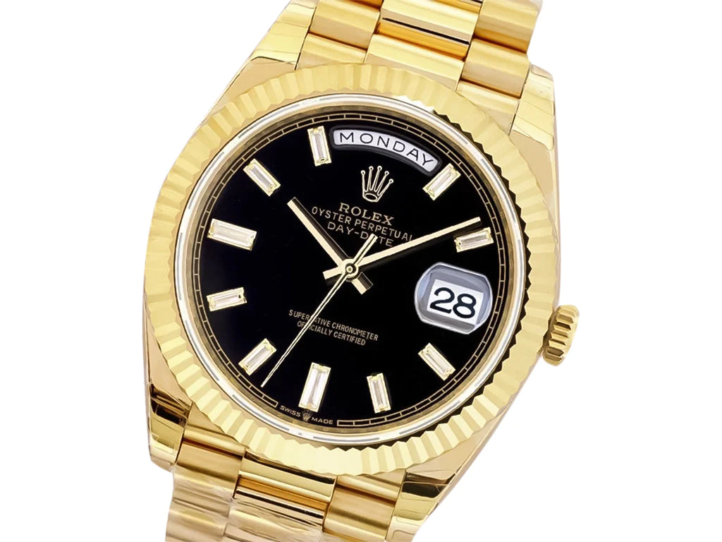 Day-Date 40 Yellow Gold 'President' with Onyx Diamond Dial and Fluted Bezel