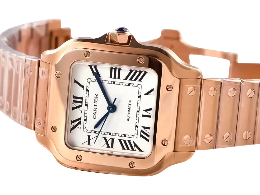 Santos Medium Rose Gold with White Dial (35mm)
