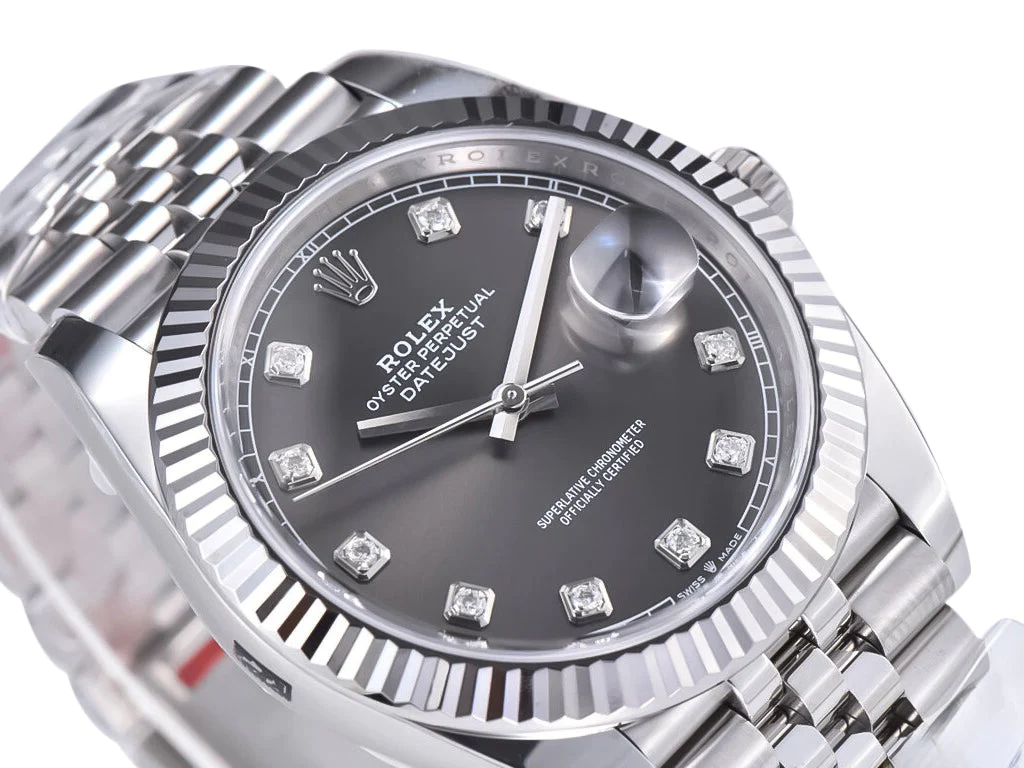 Datejust 41 Stainless Steel on Jubilee with Diamond Rhodium Dial and Fluted Bezel