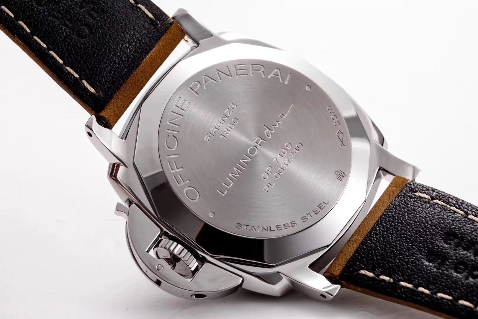 Luminor Due 42 3 Days Date Stainless Steel Case with Grey Sunburst Dial and brown strap (38mm)