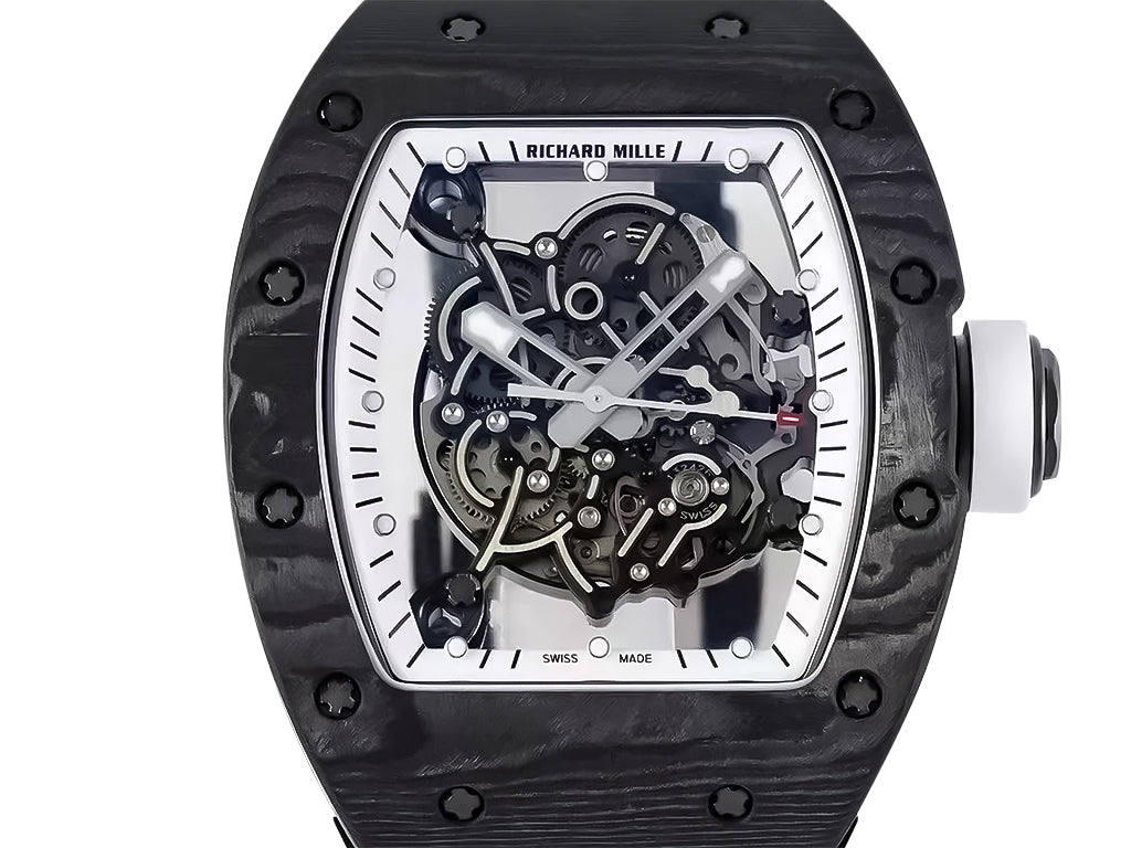 RM055 Bubba Watson White Dial Black Bezel Black Rubber Strap (49mm)