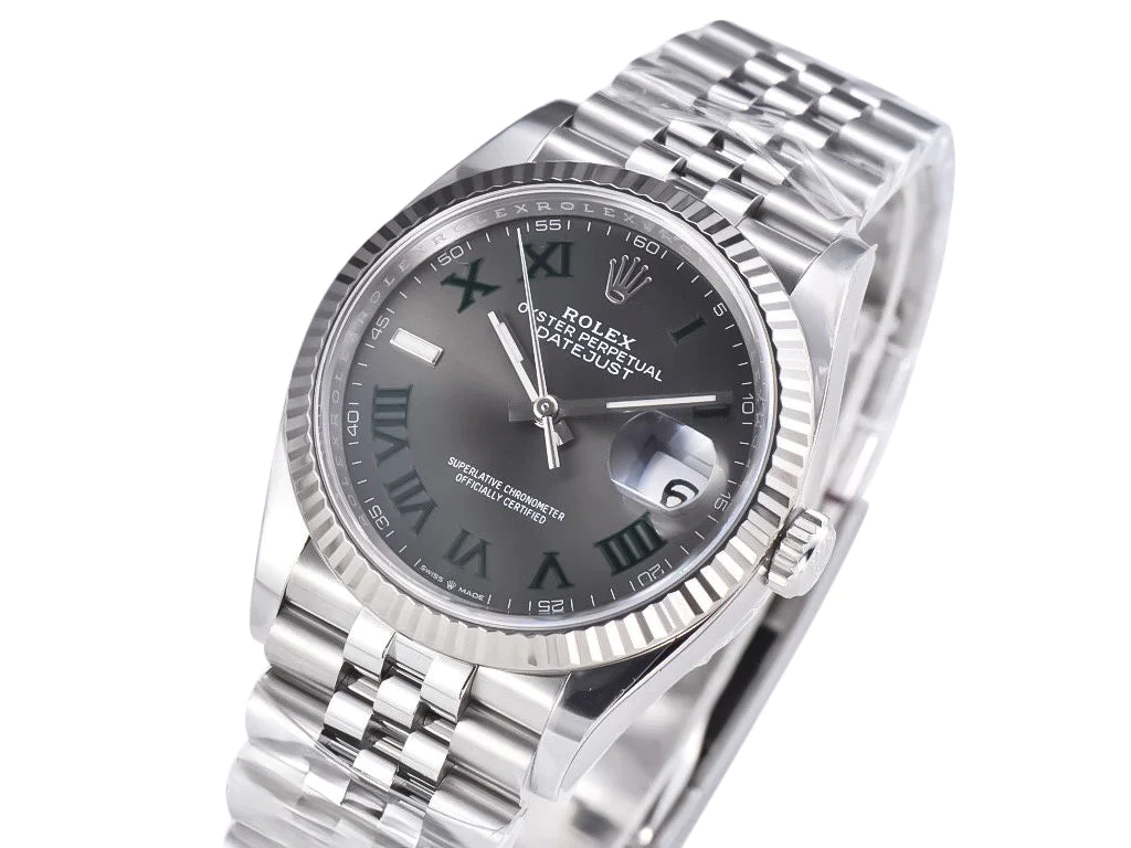 Datejust 36 Stainless Steel 'Wimbledon' on Jubilee with Fluted Bezel