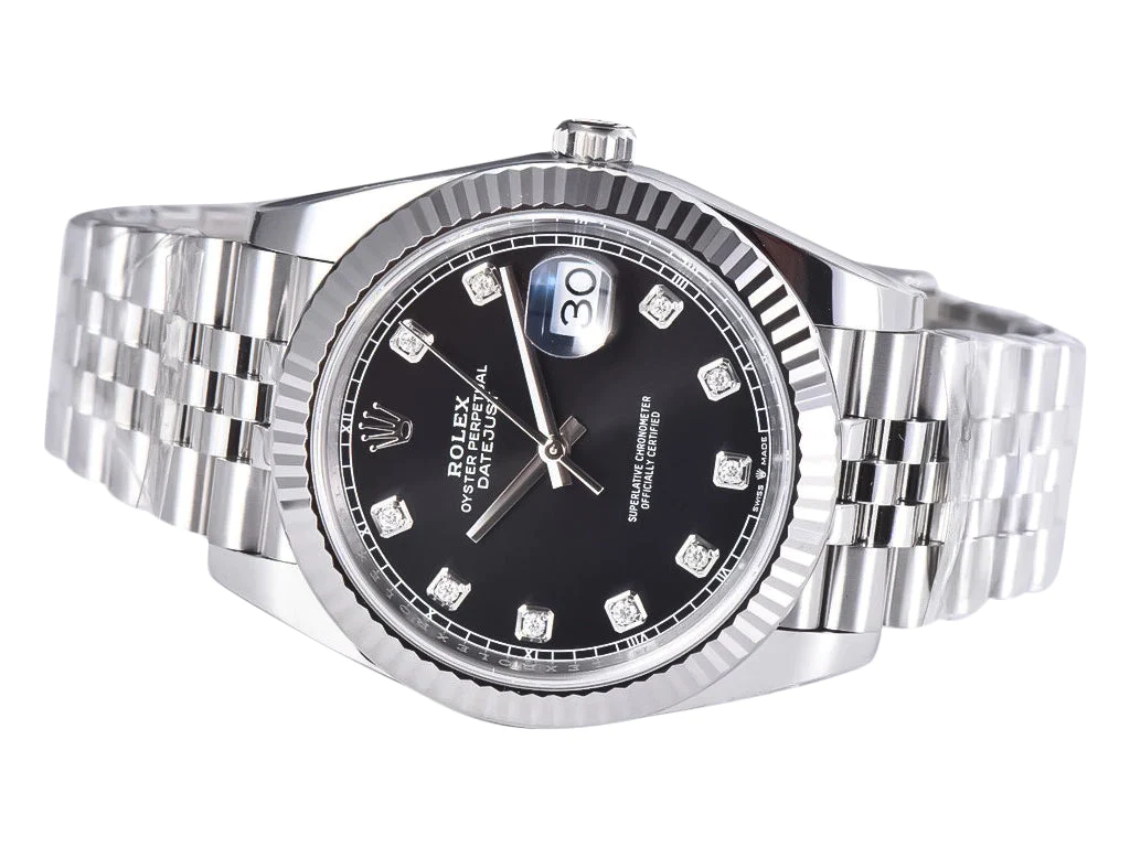 Datejust 41 Stainless Steel on Jubilee with Diamond Black Dial and Fluted Bezel