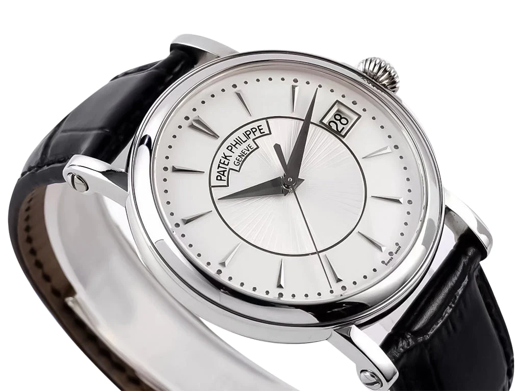 Calatrava Stainless Steel with Silver Guilloche Dial (38mm)