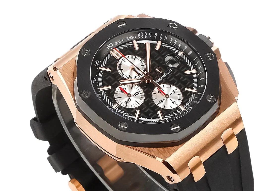 Royal Oak 'Offshore Chronograph' Pink Gold with Black Dial and White Subdials (44mm)