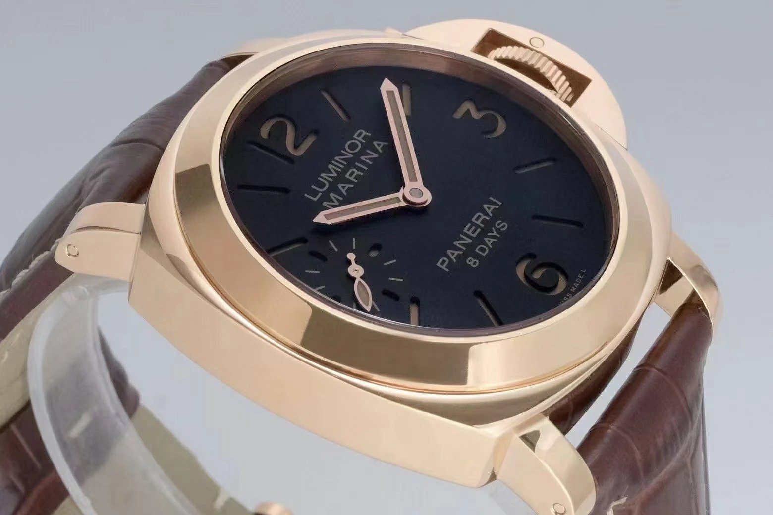 Luminor Marina 44 8 Days Automatic Red Gold with Brown Dial and Brown Strap (44mm)