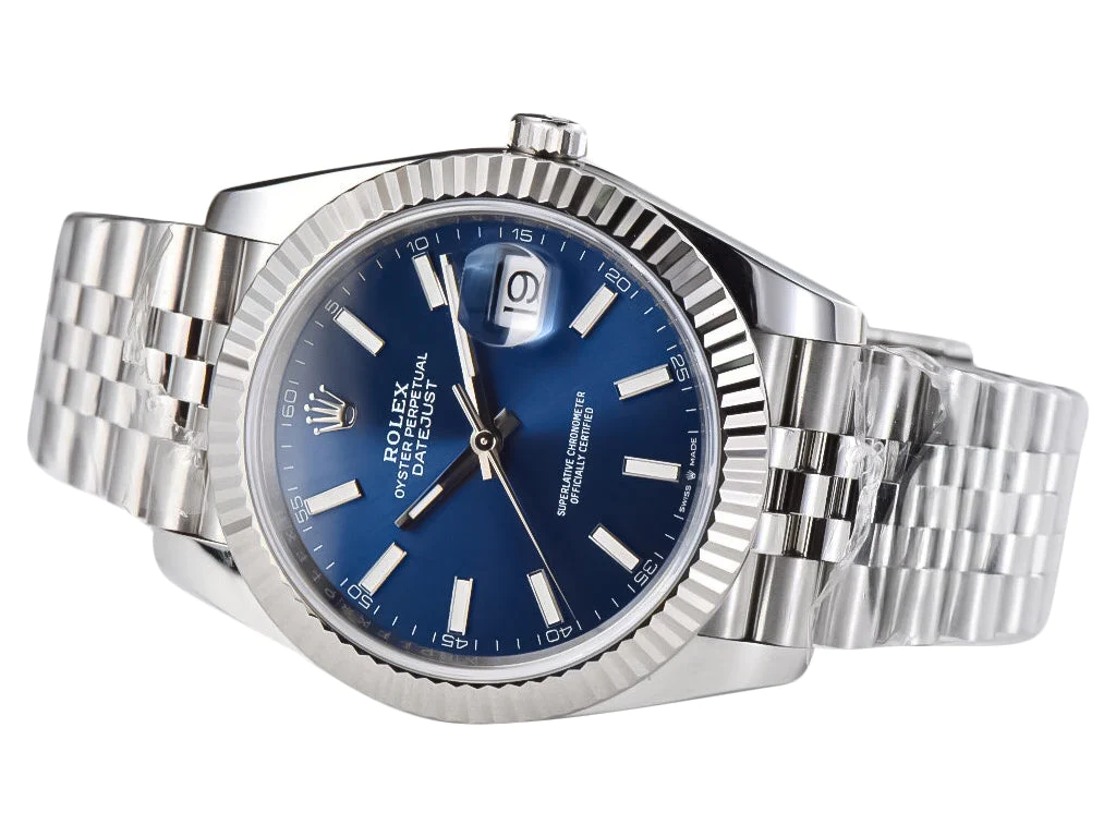 Datejust 41 Stainless Steel on Jubilee with Blue Dial and Fluted Bezel