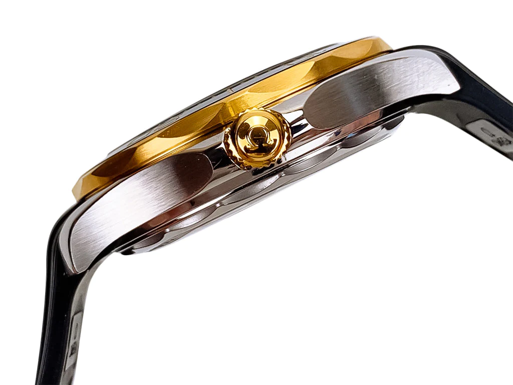 Seamaster Diver 300 Stainless Steel with Black Dial and Gold Bezel on Rubber Strap (42mm)