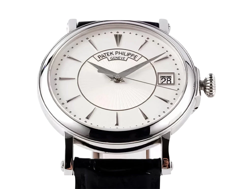 Calatrava Stainless Steel with Silver Guilloche Dial (38mm)
