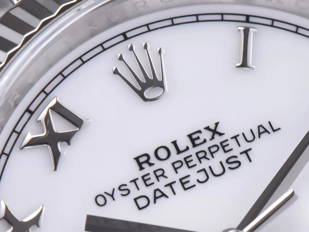 Datejust 36 Stainless Steel on Jubilee with White Dial (Roman Numerals) and Fluted Bezel