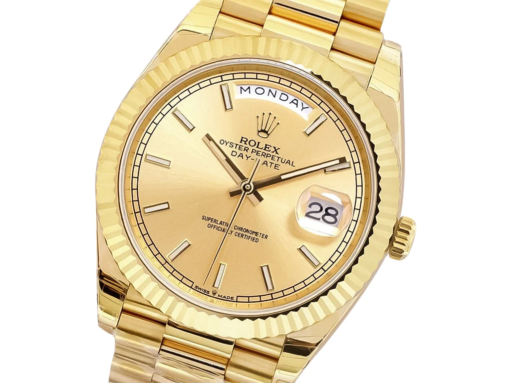 Day-Date 40 Yellow Gold 'President' with Champagne Dial and Fluted Bezel