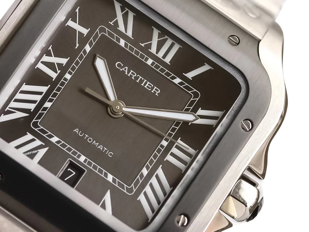 Santos Large Stainless Steel with Grey Dial and Grey Bezel (40mm)