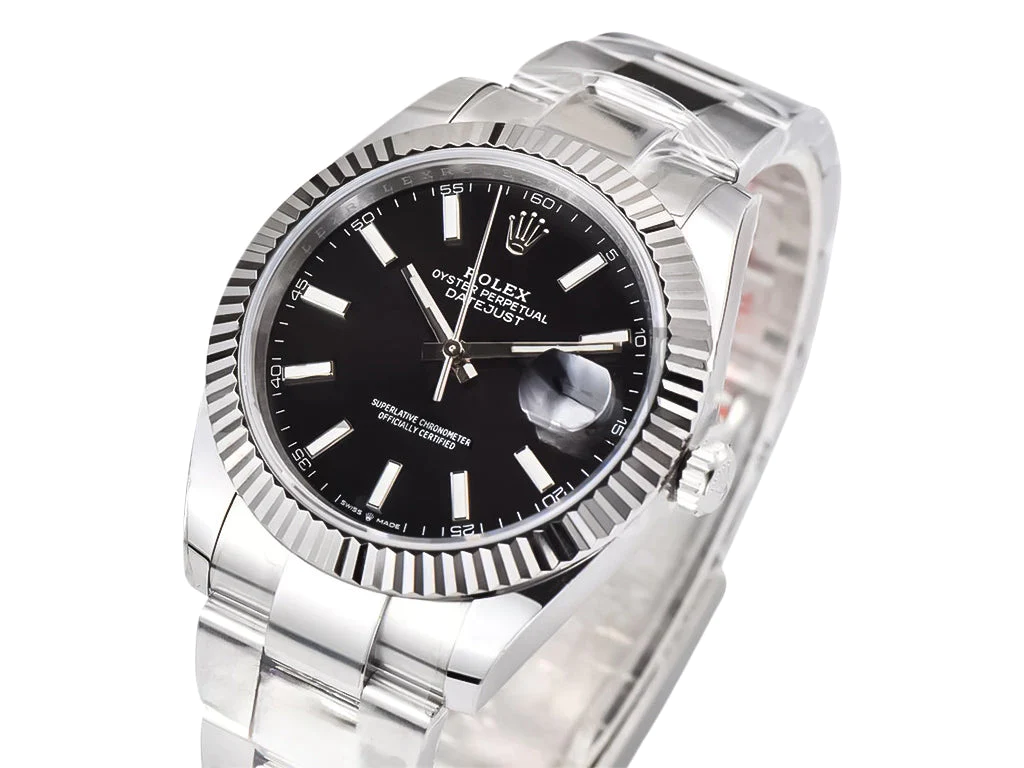 Datejust 41 Stainless Steel on Oyster with Black Dial and Fluted Bezel