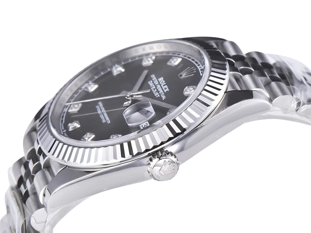 Datejust 41 Stainless Steel on Jubilee with Diamond Rhodium Dial and Fluted Bezel