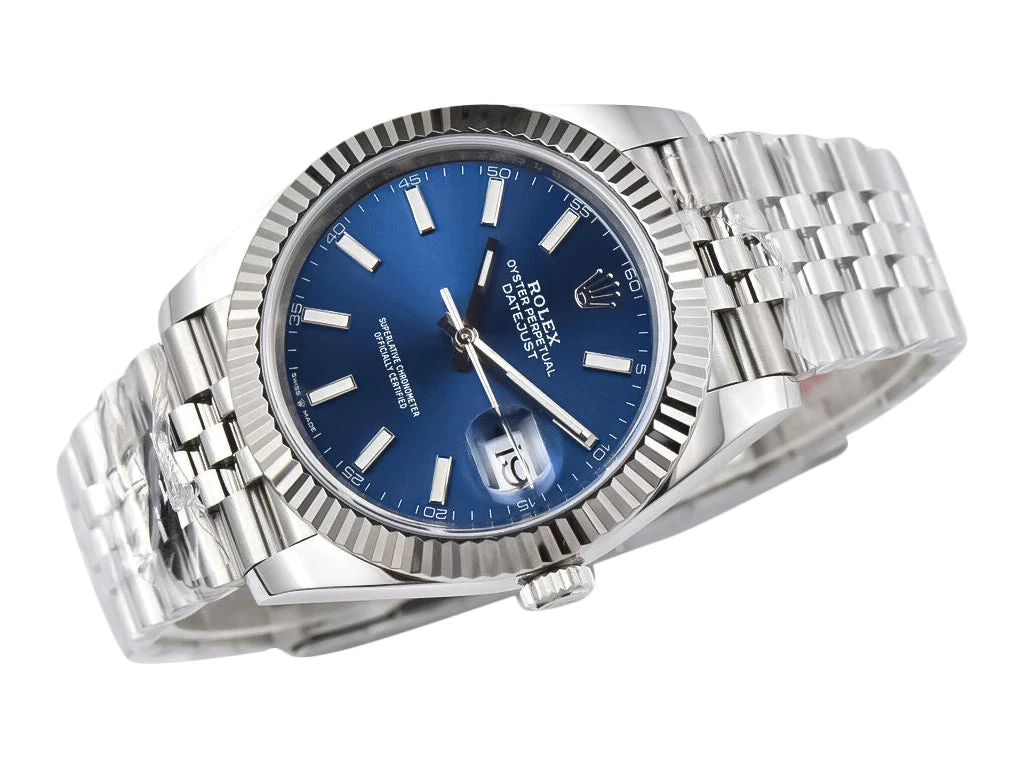 Datejust 41 Stainless Steel on Jubilee with Blue Dial and Fluted Bezel