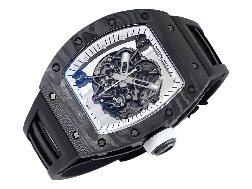 RM055 Bubba Watson White Dial Black Bezel Black Rubber Strap (49mm)