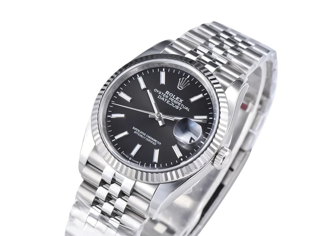 Datejust 36 Stainless Steel on Jubilee with Black Dial and Fluted Bezel