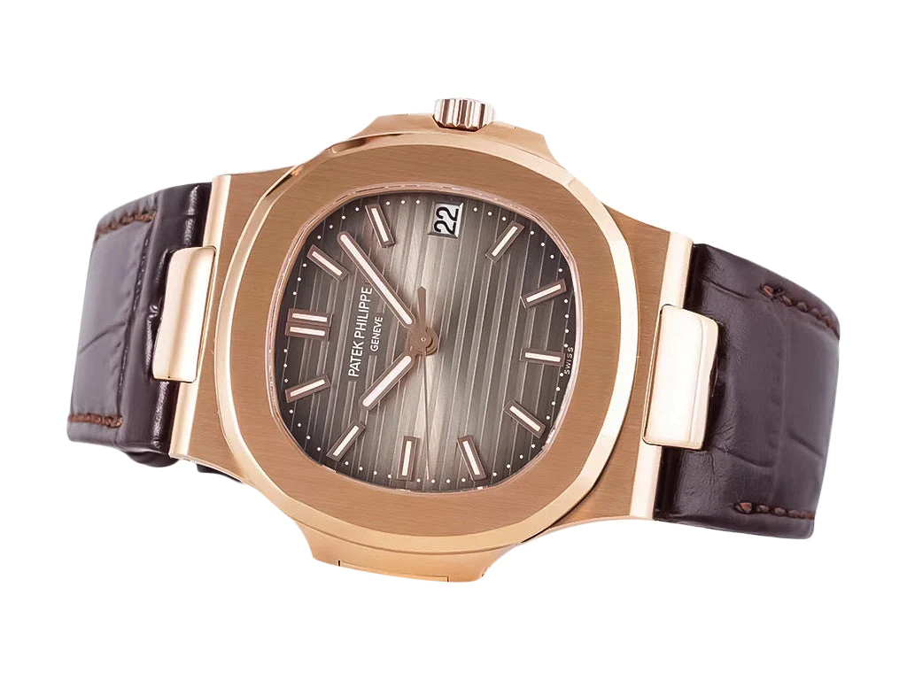 Nautilus Rose Gold with Chocolate Dial on Leather Strap (40mm)