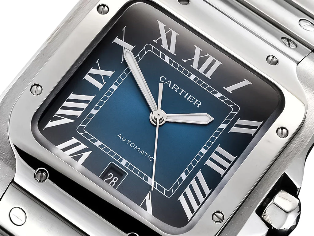 Santos Large Stainless Steel with Blue Dial (40mm)