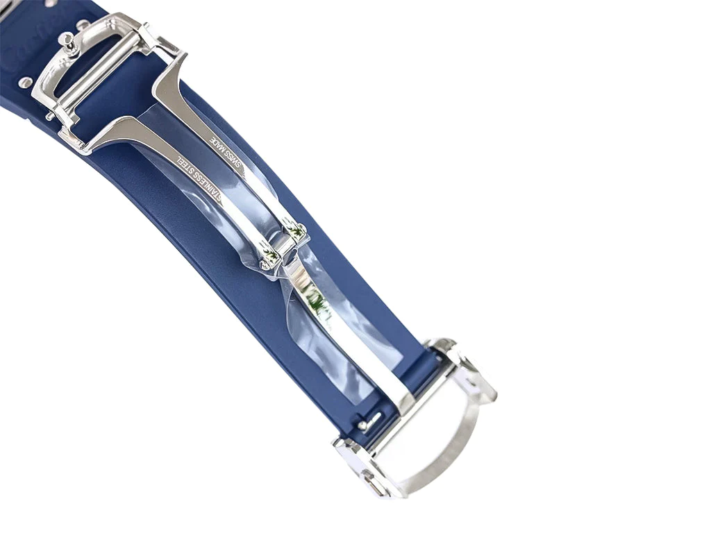 Santos Large Stainless Steel with Blue Dial and Blue Bezel (Rubber Strap) (40mm)