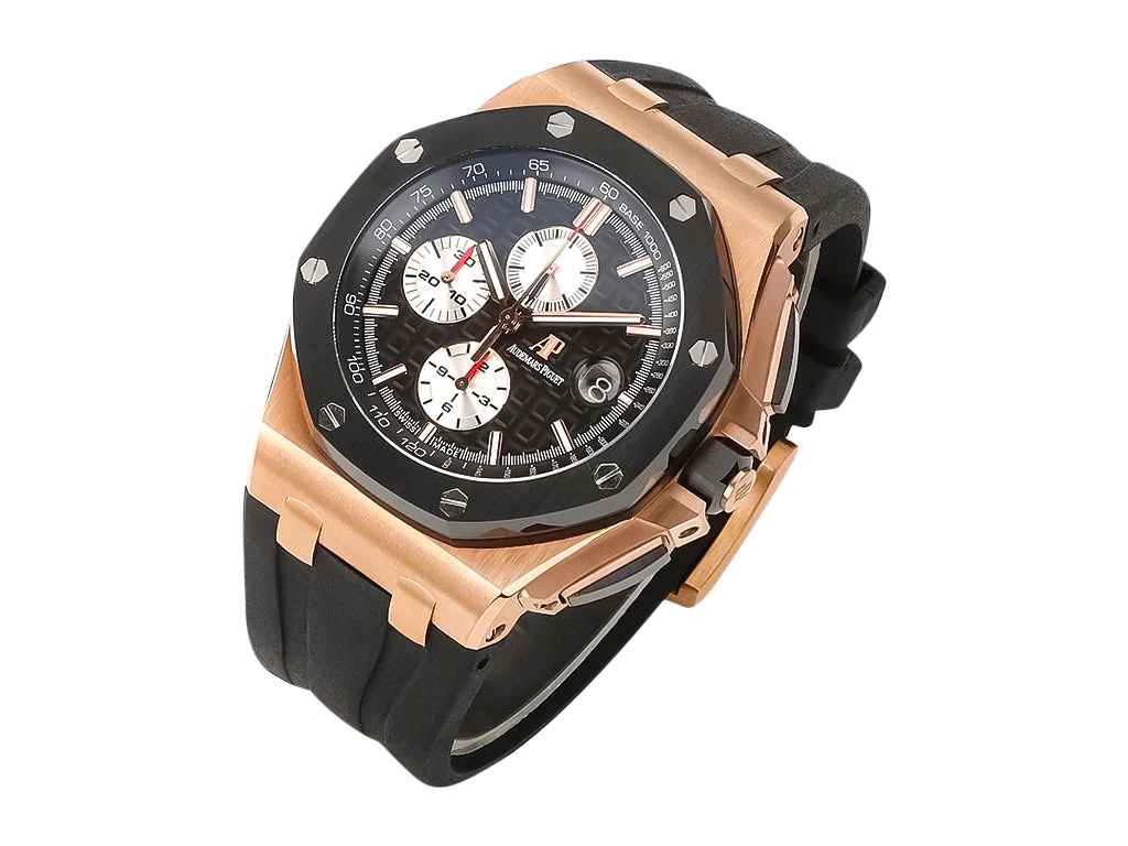 Royal Oak 'Offshore Chronograph' Pink Gold with Black Dial and White Subdials (44mm)