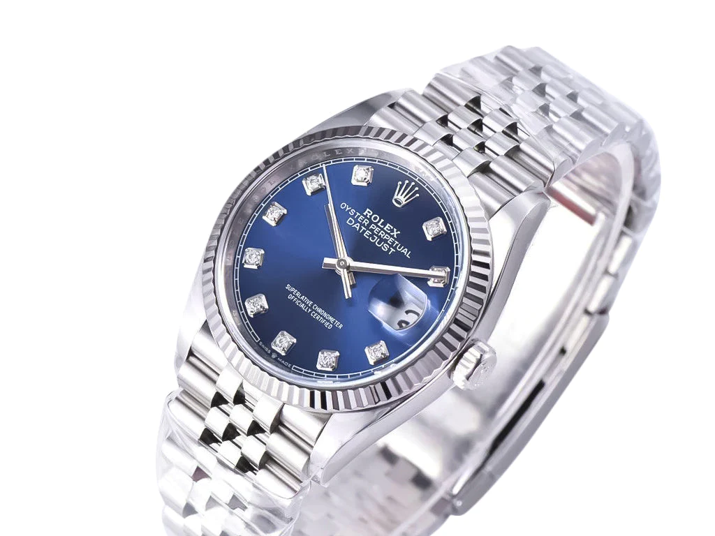 Datejust 36 Stainless Steel on Jubilee with Diamond Blue Dial and Fluted Bezel