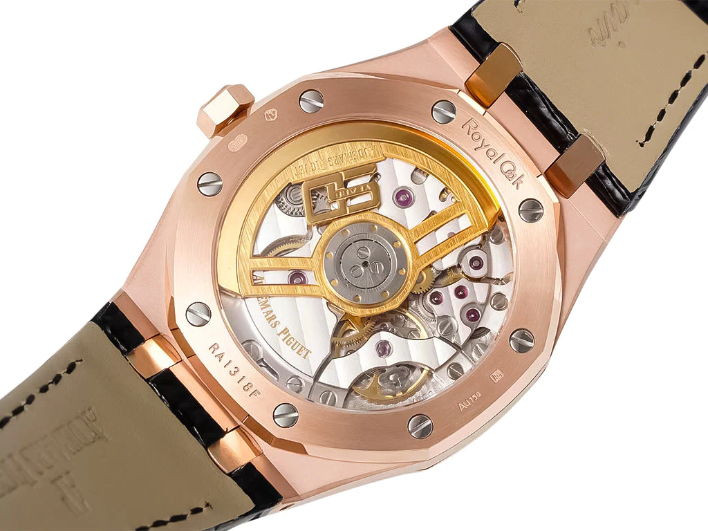 Royal Oak Pink Gold '50th Anniversary' with Black Dial and Leather Strap (41mm)