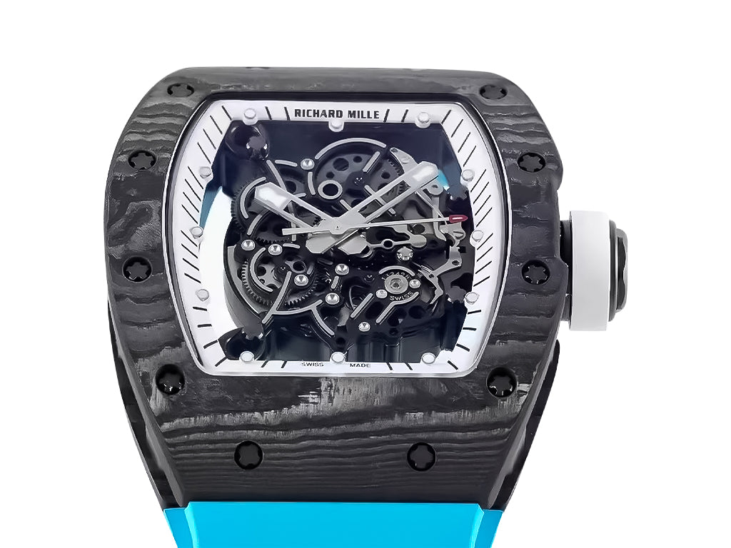 RM055 Bubba Watson White Dial Black Bezel Blue Rubber Strap (49mm)