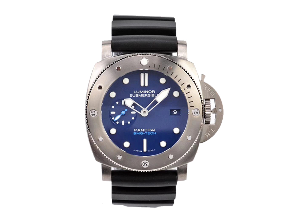 Luminor Submersible 47 3 Days Automatic BMG-Tech, Titanium Case with Blue Sunburst dial and black strap (47mm)