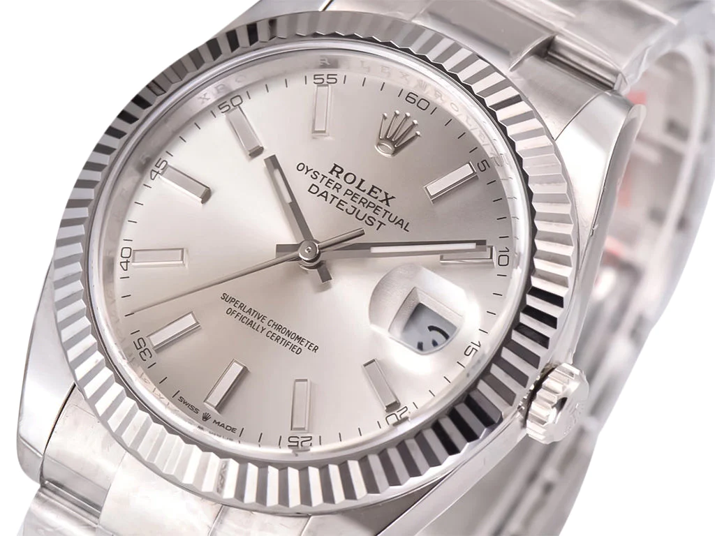 Datejust 41 Stainless Steel on Oyster with Silver Dial and Fluted Bezel