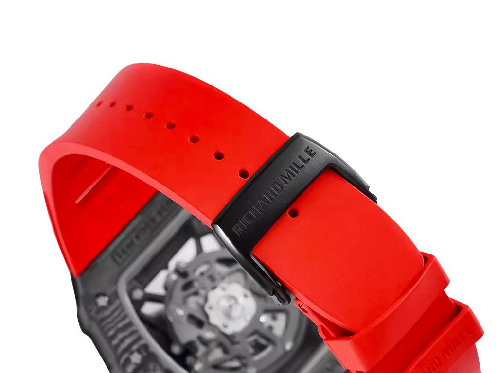 RM 35-02 Rafa Black Bezel Red Markers Red Rubber Strap (49mm)