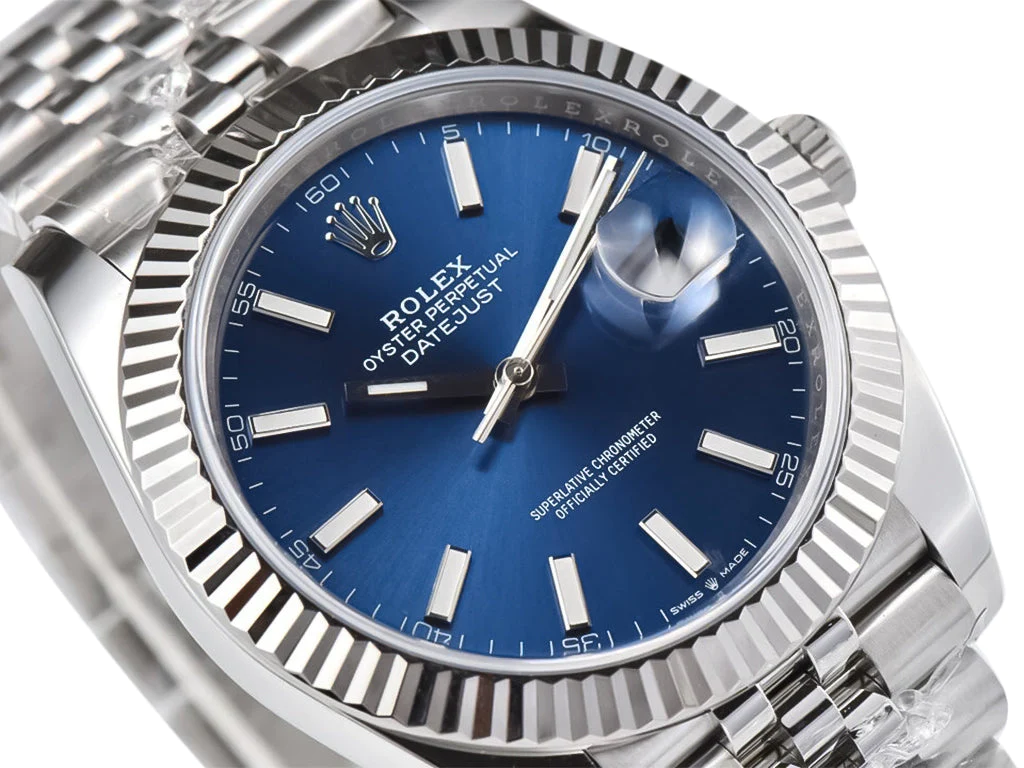 Datejust 41 Stainless Steel on Jubilee with Blue Dial and Fluted Bezel