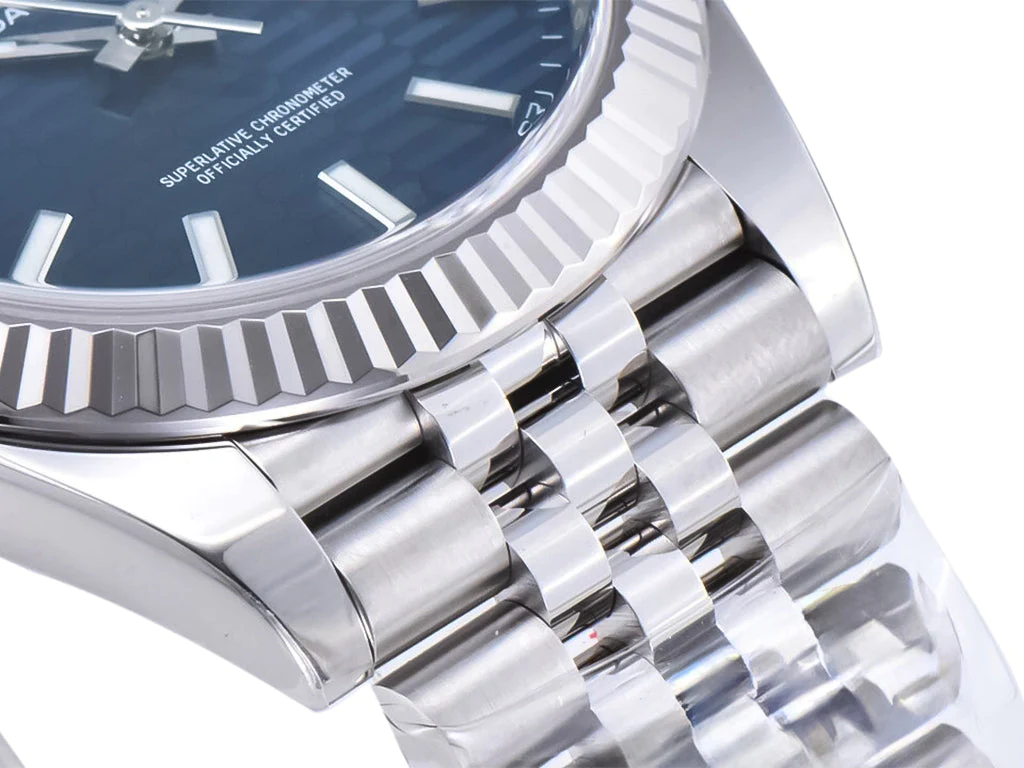 Datejust 41 Stainless Steel on Jubilee with Fluted Motif Blue Dial and Fluted Bezel