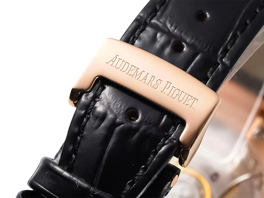 Royal Oak Pink Gold '50th Anniversary' with Black Dial and Leather Strap (41mm)