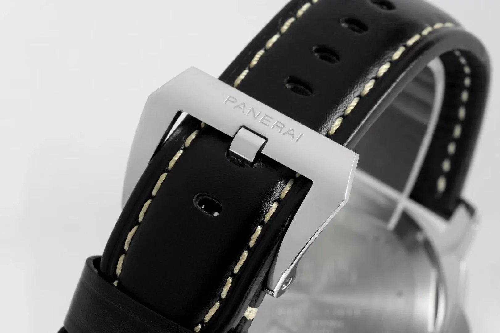 Luminor Base Logo Paneristi 15th Anniversary Handwound Stainless Steel Case with black dial and Black strap (44mm)