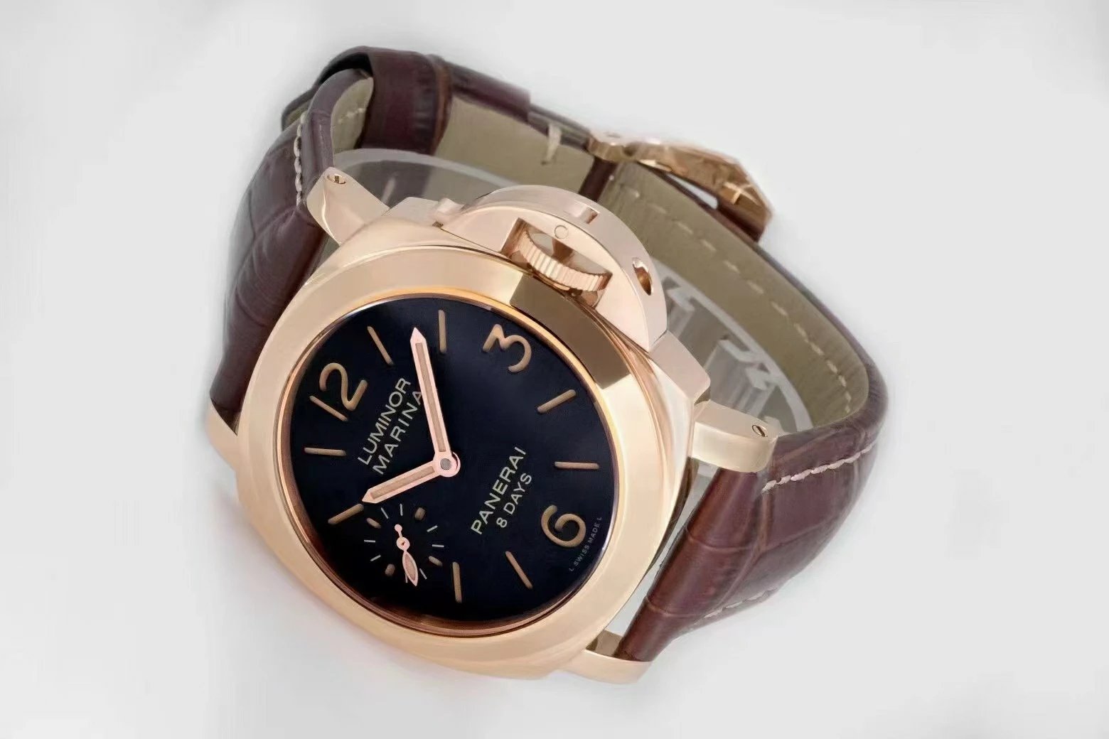 Luminor Marina 44 8 Days Automatic Red Gold with Brown Dial and Brown Strap (44mm)