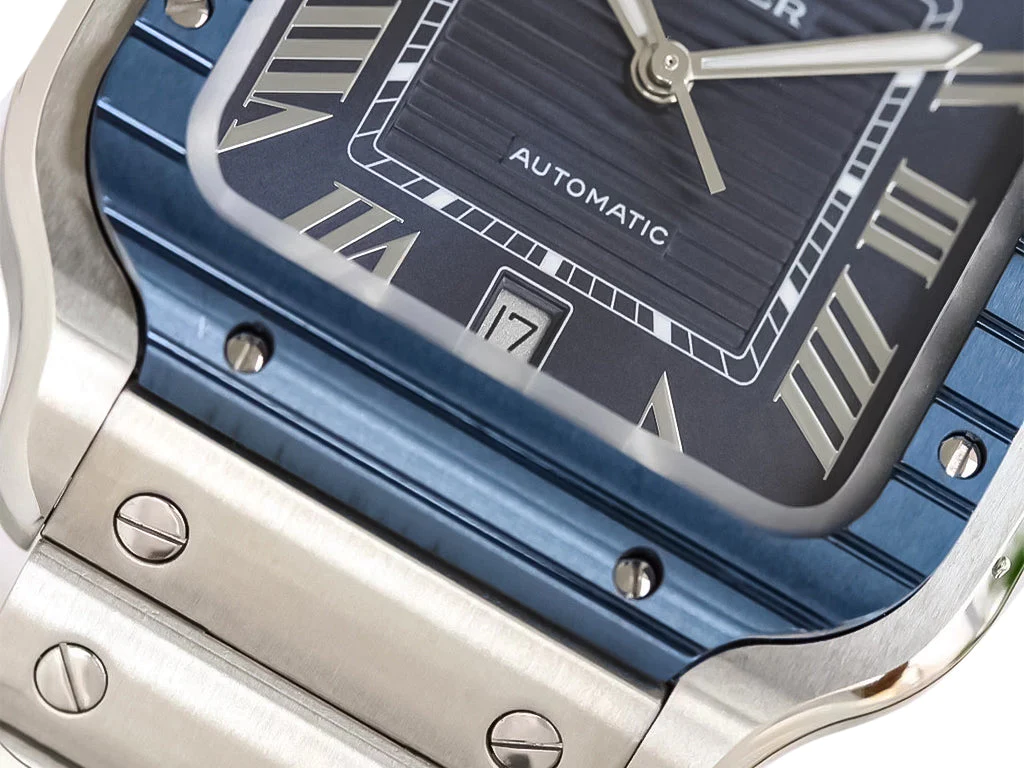 Santos Large Stainless Steel with Blue Dial and Blue Bezel (40mm)