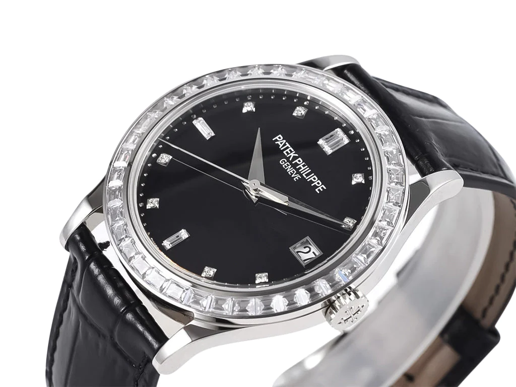 Calatrava Stainless Steel with Diamond Black Dial and Diamond Bezel (38mm)