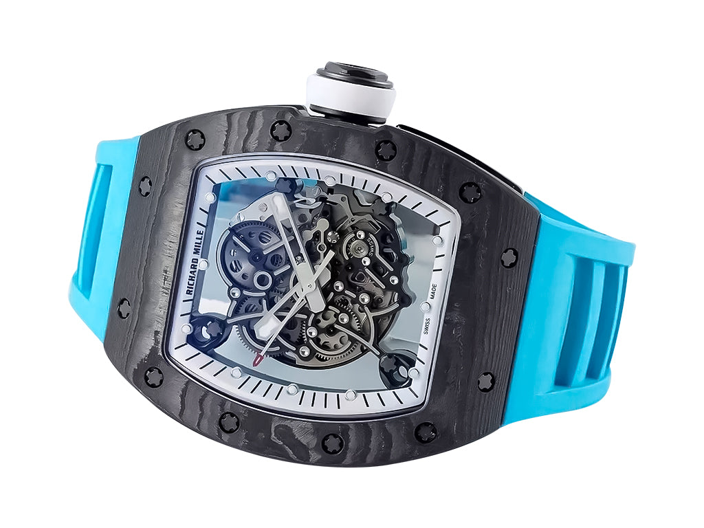 RM055 Bubba Watson White Dial Black Bezel Blue Rubber Strap (49mm)