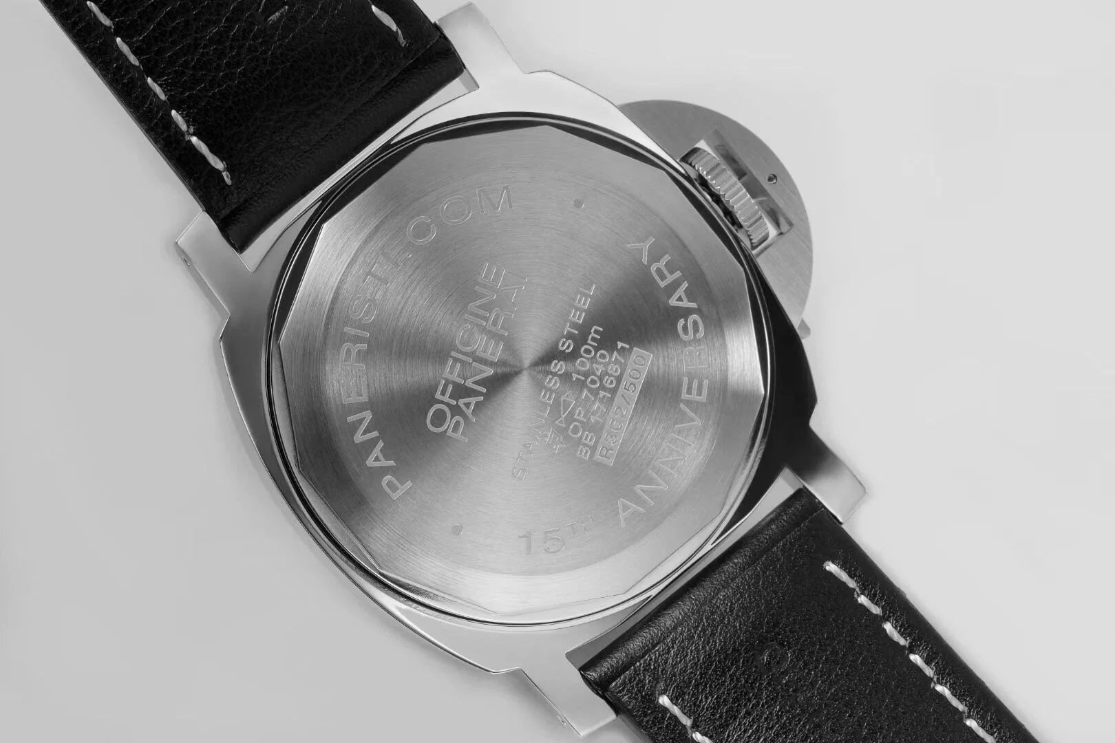 Luminor Base Logo Paneristi 15th Anniversary Handwound Stainless Steel Case with black dial and Black strap (44mm)