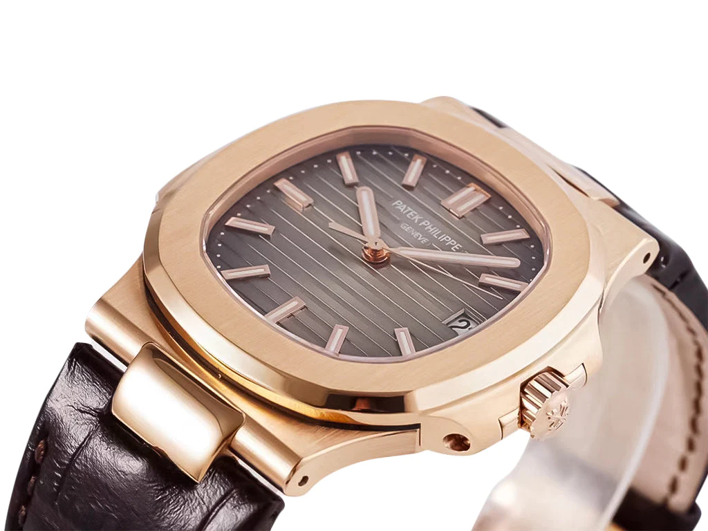 Nautilus Rose Gold with Chocolate Dial on Leather Strap (40mm)