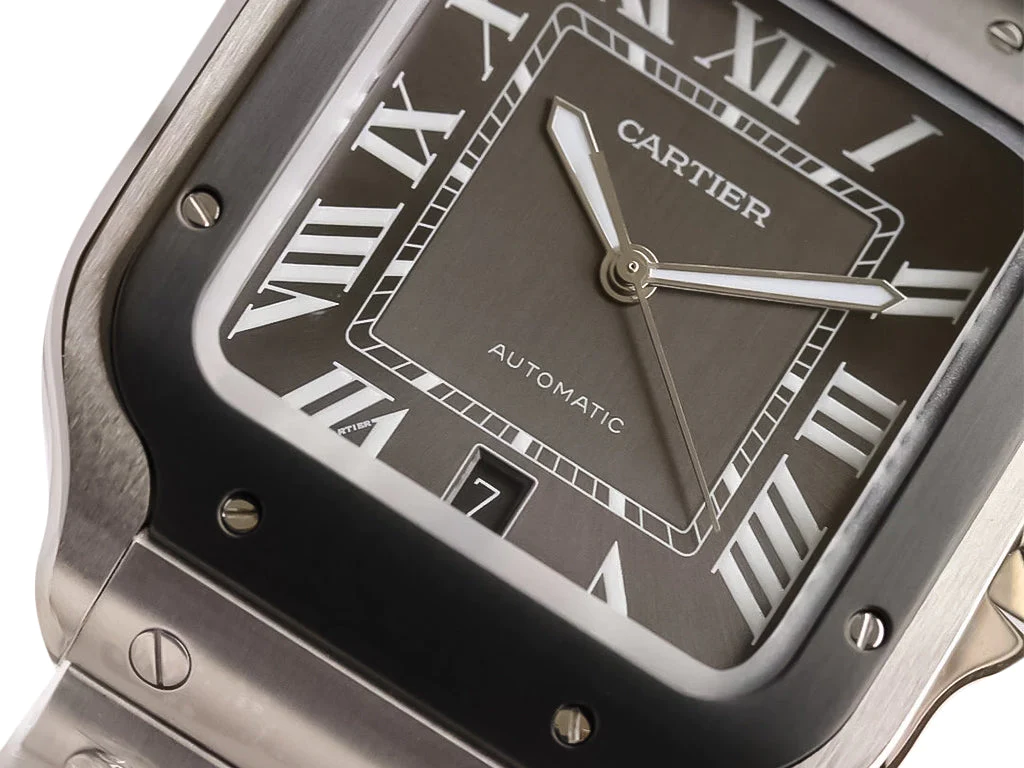 Santos Large Stainless Steel with Grey Dial and Grey Bezel (40mm)